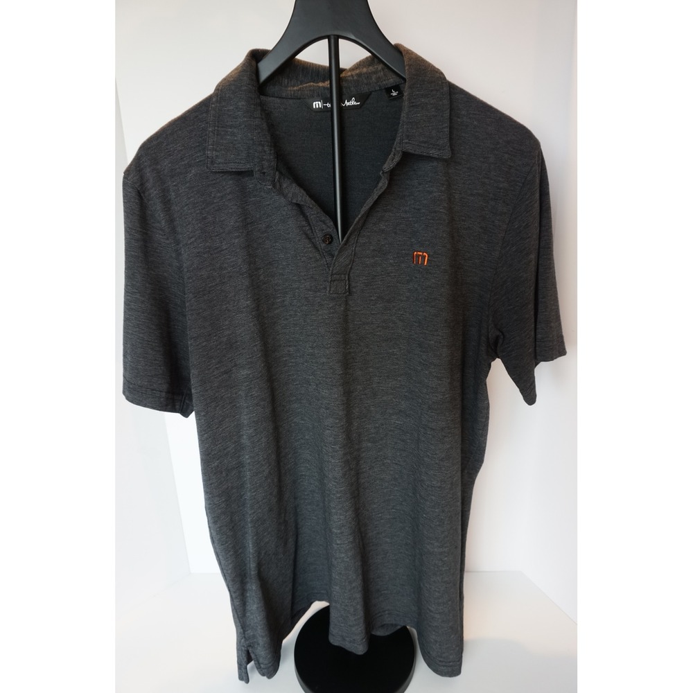 TravisMathew Mens Charcoal Grey Heather Pima Cotton Blend‎ Polo Shirt Large L
